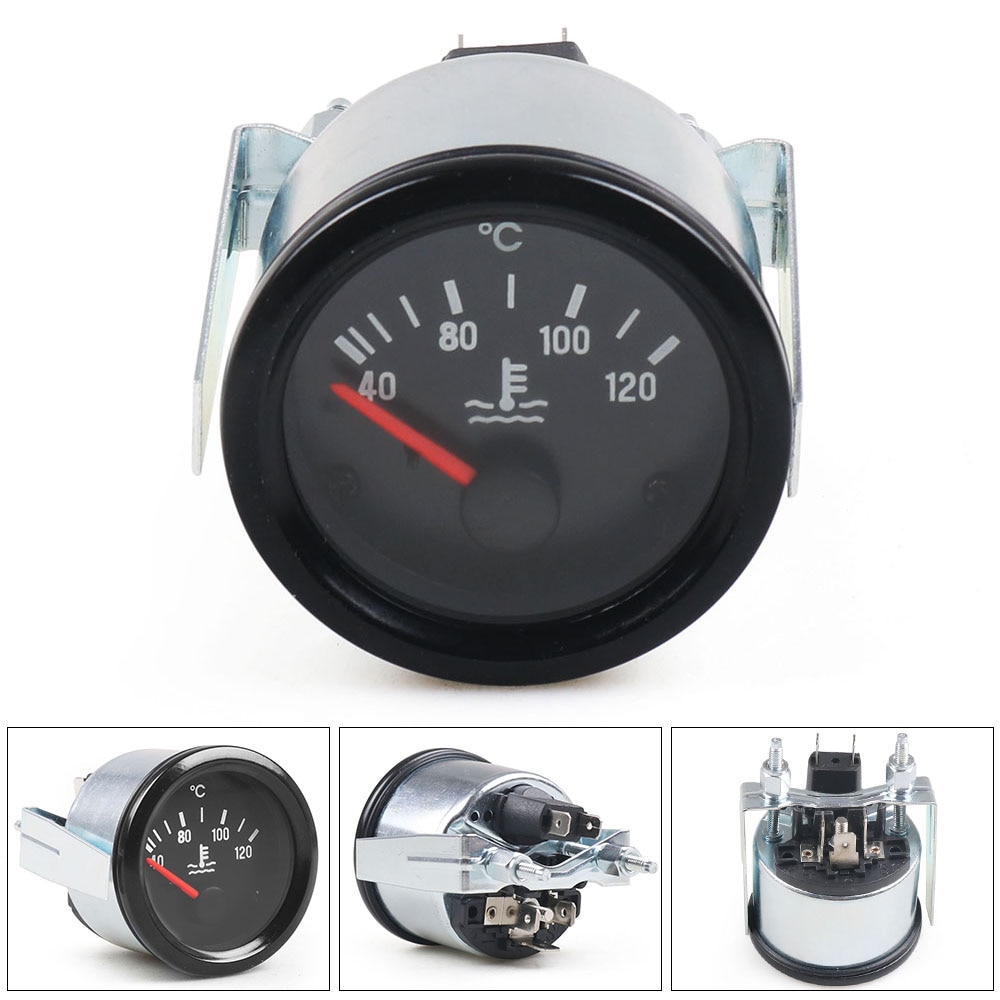 2&quot; 52mm Car Water Temperature Gauge 40-120 Celsius Pointer 12V Water Temp Gauge Yellow Light Car Meter No Sensor