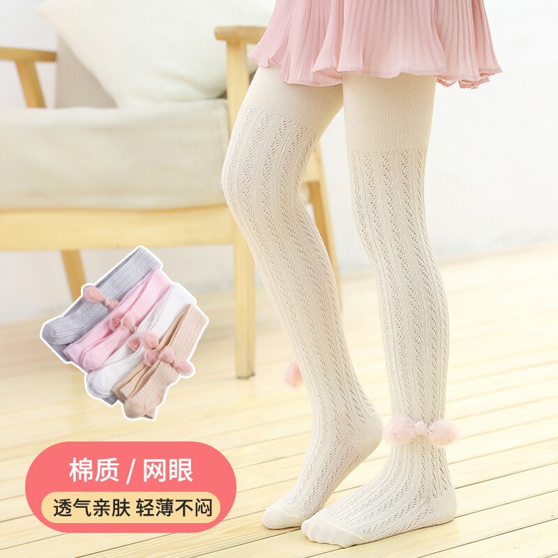 Collants princesse pour enfants, maille d'été, mignons, rose, nœud papillon, pour bébés filles, anti-moustiques, creux, anti-arrachage, à rayures pour nourrissons