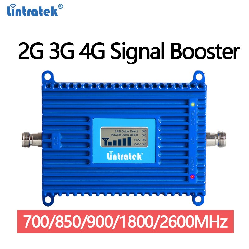 Lintratek 2G 3G 4G Signal Booster CDMA GSM DCS 700 850 900 1800 2600Mhz 70dB AGC Booster Cellular Repeater Amplifier