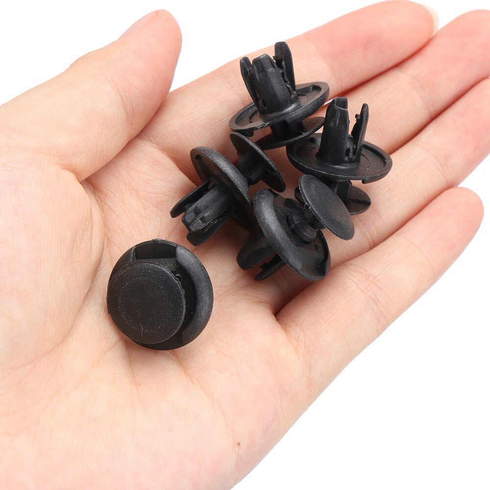 Woodzdon 100-Pack Automotive Push Retainer Clips – Cowl Bumper Fender Liner Rivets For Nissan & Mazda – 8mm Hole, 20mm Head – Black Nylon
