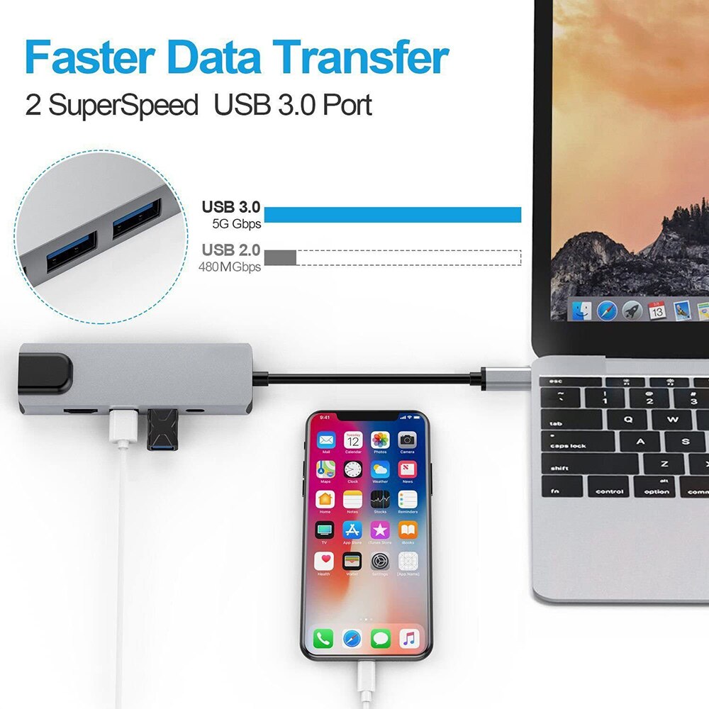 Type-C Hub USB-C Naar Hdmi-Compatibel USB3.0 Gigabit Lan Ethernet Docking Station Multifunctionele Usb C hub Voor Macbook Dell