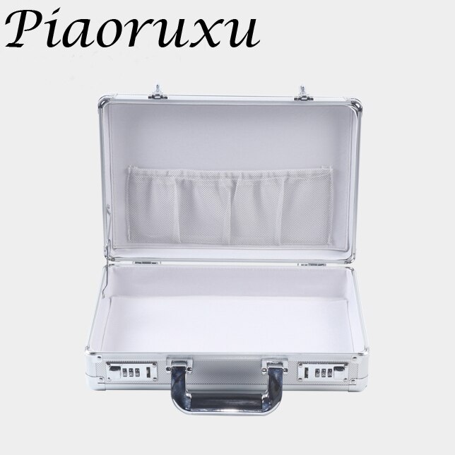 Aluminiumslegering ramme kuffert taske rejse værktøjskasse sag medicin udstyr værktøjskasse kosmetik kasse emballage adgangskode lås: Sølv