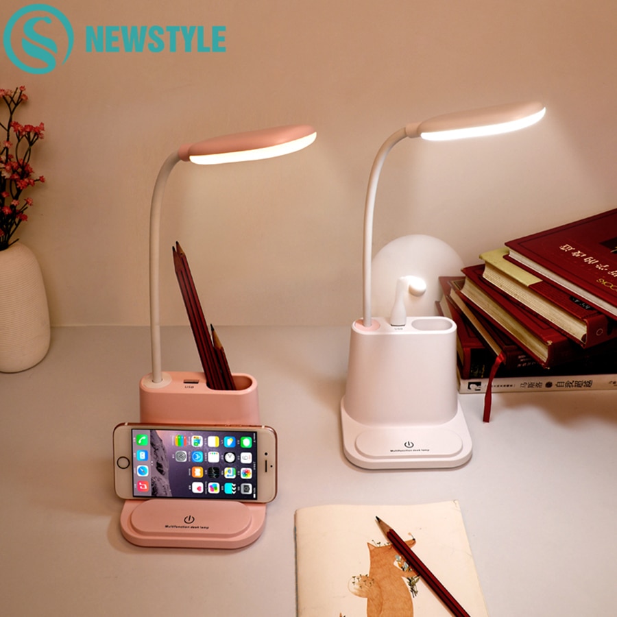 Led Table Lamp Desk lamps USB Flexible Reading For Children With phone hoder Intelligent Eye Protection Dormitory