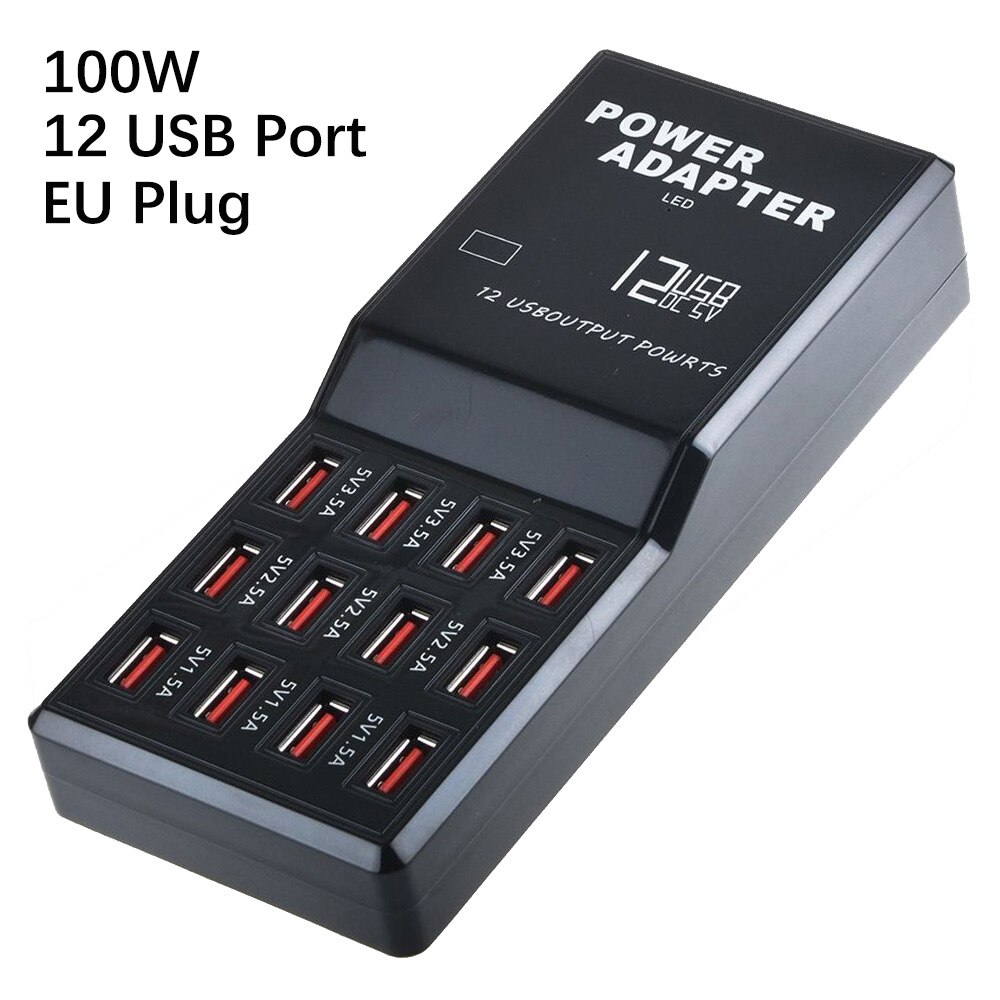 Station de charge rapide USB 100w, 12 Ports, pour IPad, caméra, écouteurs Bluetooth, manette de jeu, Apple Watch, haut-parleur, ventilateur: 100W 12 USB Port