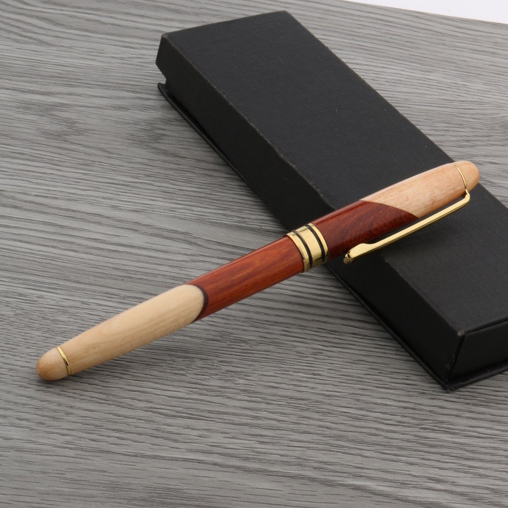 De lujo de rojo blanco pluma fuente de empalme de madera de lujo de oro M tinta bolígrafos de papelería de la Escuela de la Oficina suministros nuevos