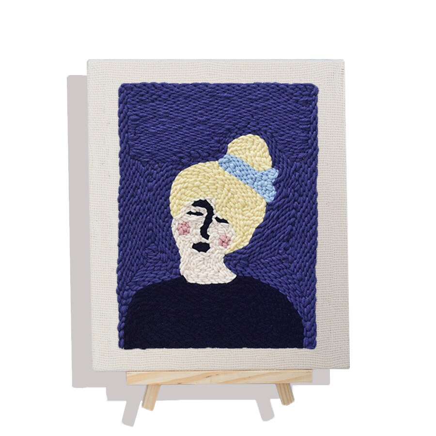 DIY Embroidery Set Cross Stitch Set Blue Background Girl Embroidery Suitable for Girls