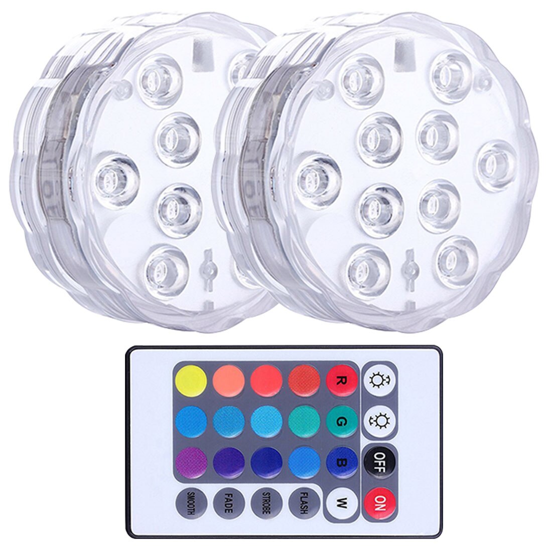 10 LED/13 LED RGB Submersible Light Underwater LED Night Light Swimming Pool Light for Outdoor Vase Fish Tank Pond Disco Wedding: 2x 10LED 1xControlle