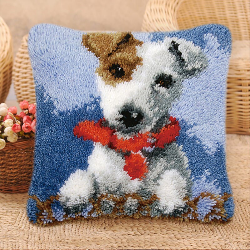 Serie de animales de dibujos animados hechos a mano, punto de cruz, almohada de punto de ganchillo DIY, alfombras bordadas de lana gruesa, Material de almohada sin terminar: BZ-235