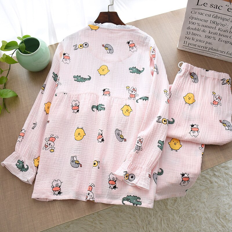 Top de lactancia de algodón, camisones para embarazadas, pijama de botones de maternidad de manga larga, Conjunto de pijama para embarazo