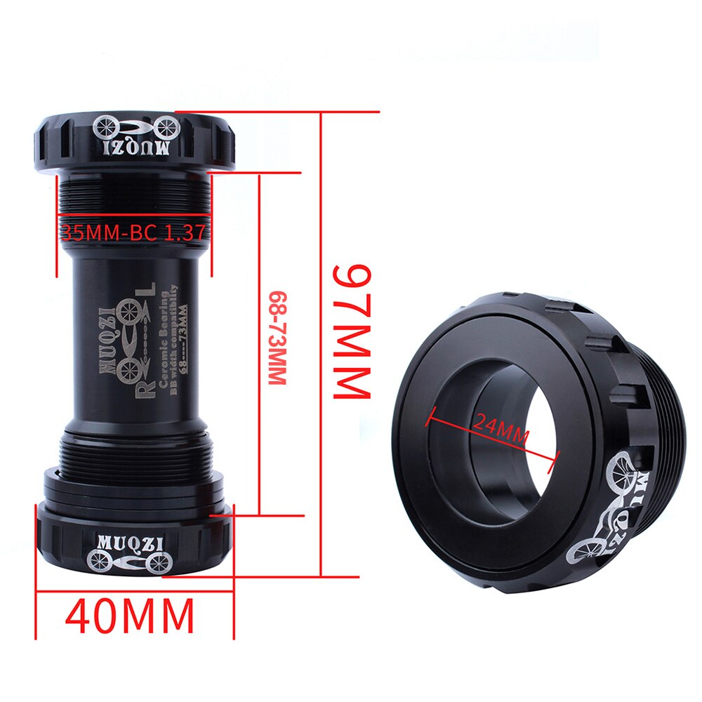 MUQZI Tretlager MTB Mountainbike Fahrrad Radfahren Keramik Gewinde Tretlager 68mm/73mm BB Kurbel Set fahrrad Teile: Black