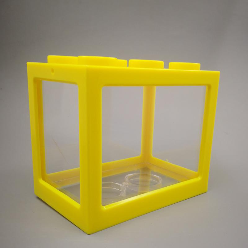 Kuulee nałożony mini akwarium Fishbowl dla huk ryba Marimo pająk Marimo (bez USB bez światła): żółty 