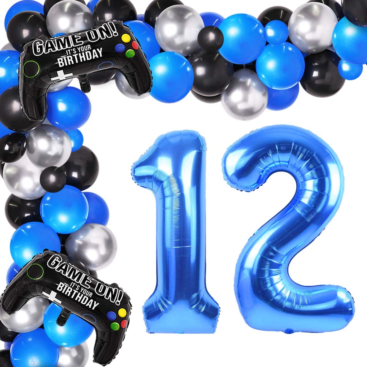 Video Game 12th Birthday Decorations for Boys Balloon Garland Kit - Level up Gaming Themed 12 Birthday Decorations