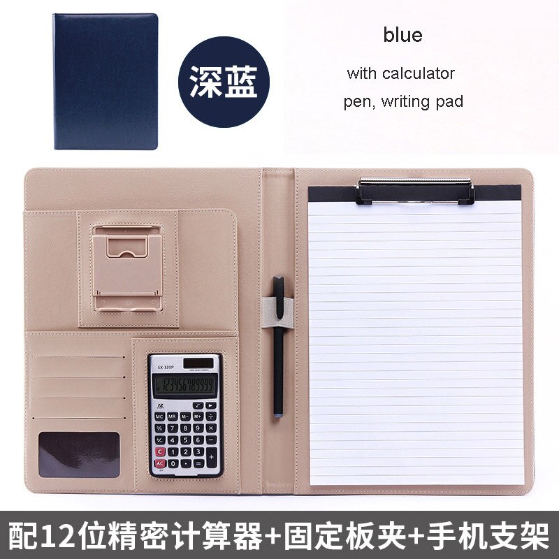 Multifunctional A4 file folder Opening Sheet Writing Splint Stationery Cortex Sales Manager folder Business Folder: blue B