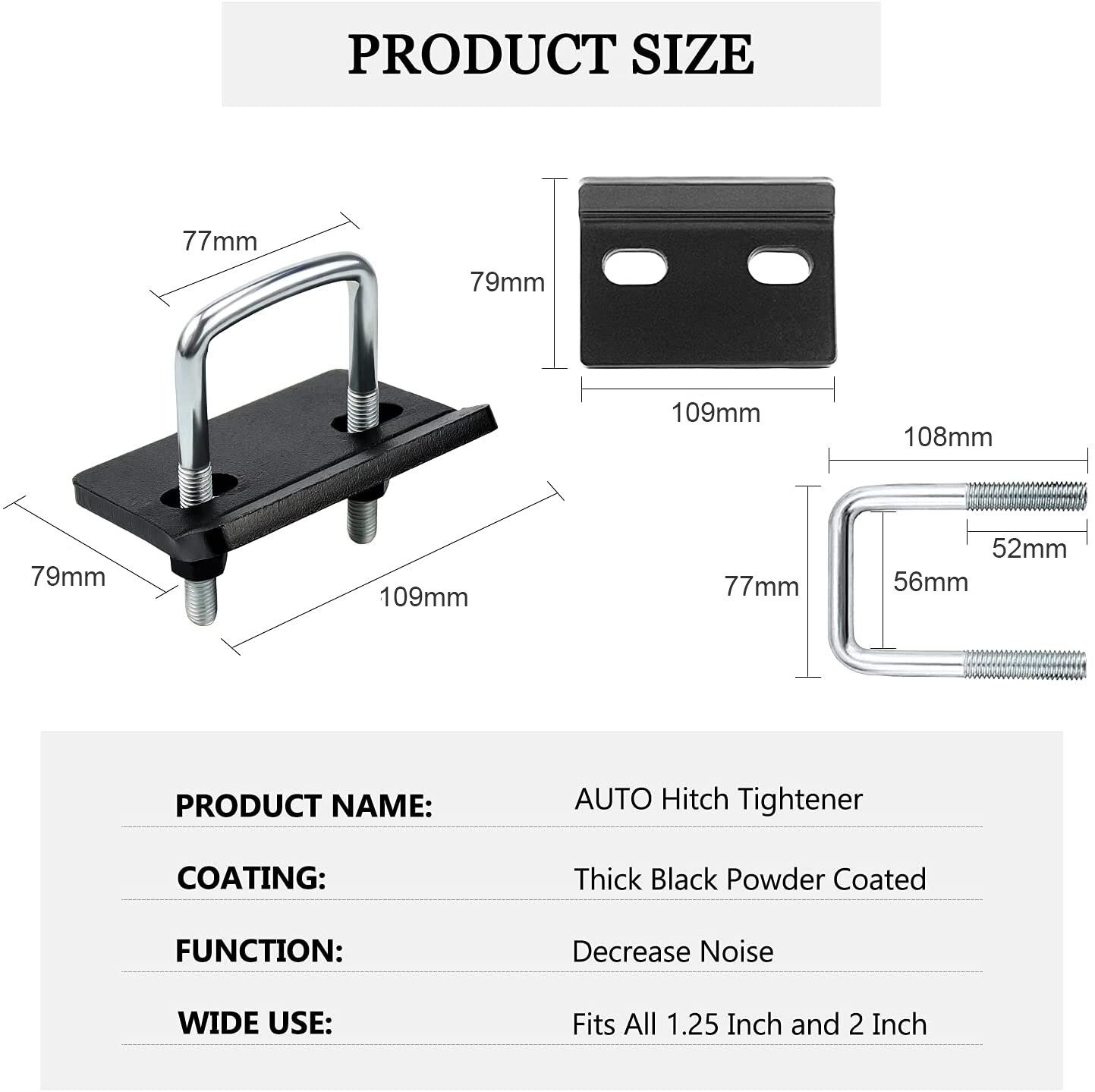 CVP Eliminate Anti Rattle Trailer Hitch Tightener Stabilizer With Cross Clamp U Bolt Wobble Carrier RV Parts Camper Accessories