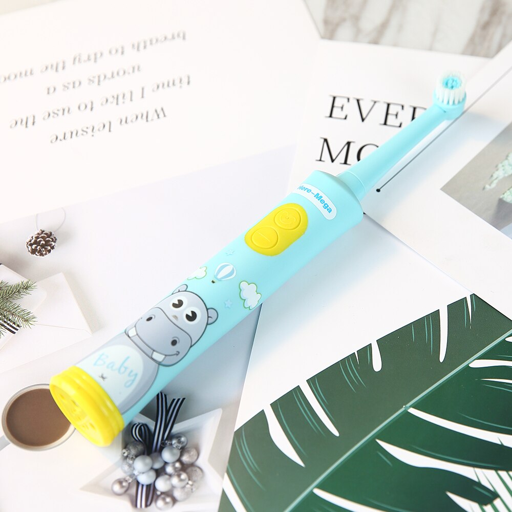 Cepillo de dientes eléctrico de HERE-MEGA para niños, cepillo de dientes automático para niños, cepillo de dientes de bebé con rotación Musical, resistente al agua