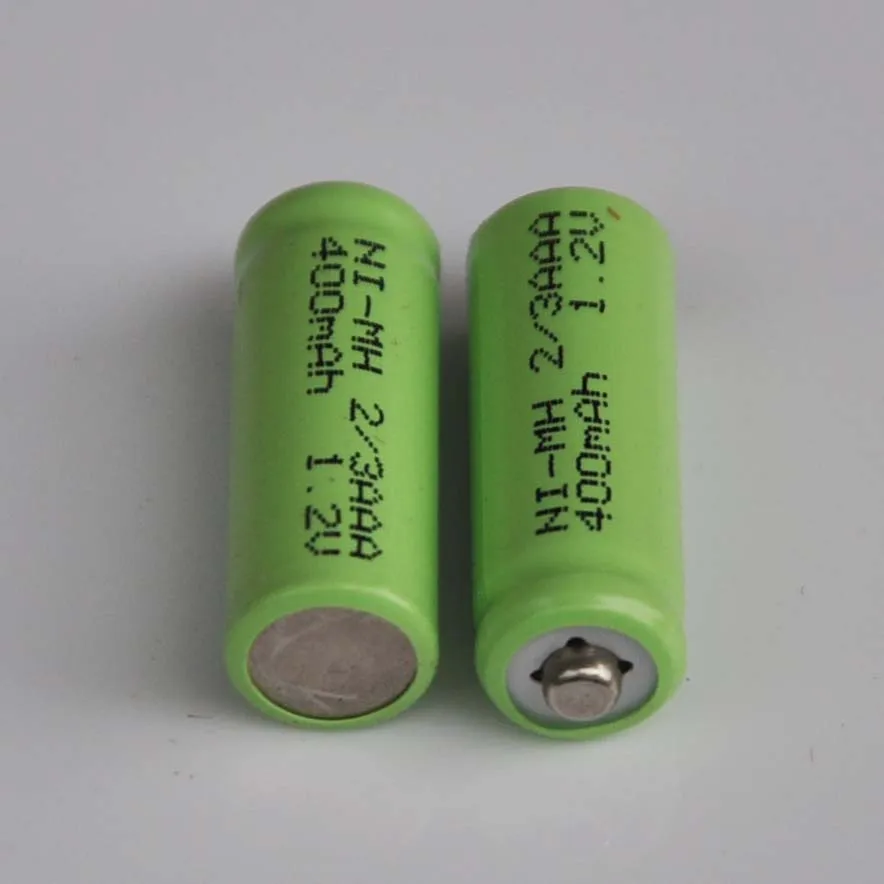 10 st 1.2v 2/3 aaa ni-mh uppladdningsbart batteri 400 mah 2/3 aaa nimh cell utan svetsflikar för led solsken