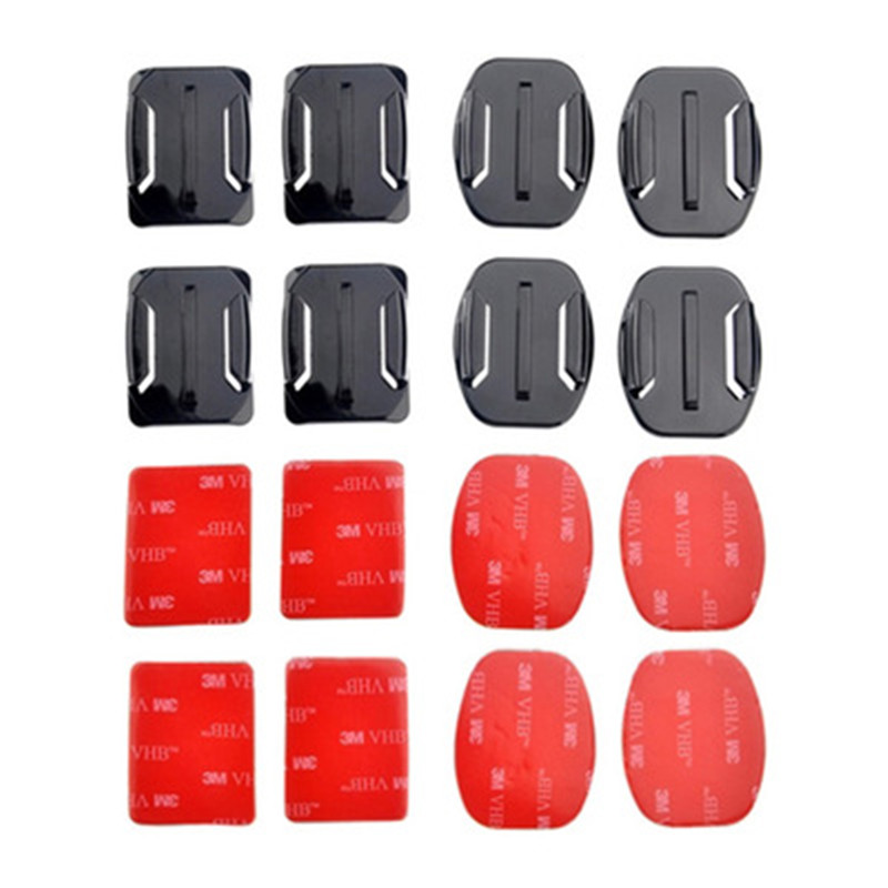 Soportes adhesivos para GoPro 9 8 7 5 6, soportes planos curvos 3M, almohadillas adhesivas para Go Pro Xiaomi Yi SJCAM, cámara de acción, tablero para casco, coche: 16PCS