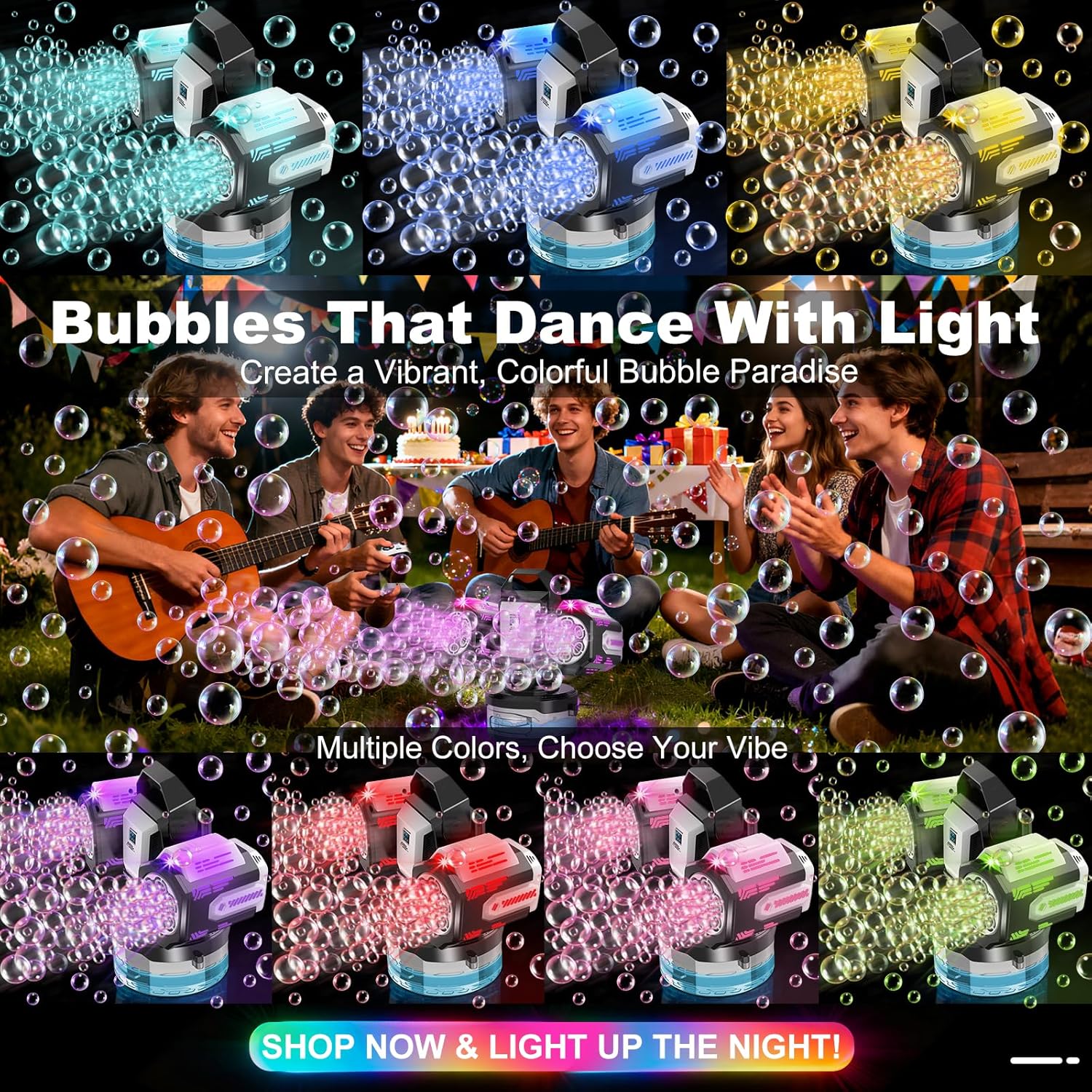 Bubble Machine: Remote Control, Rgb Lights, 1800Mah Rechargeable Type-C | No Bubble Solution