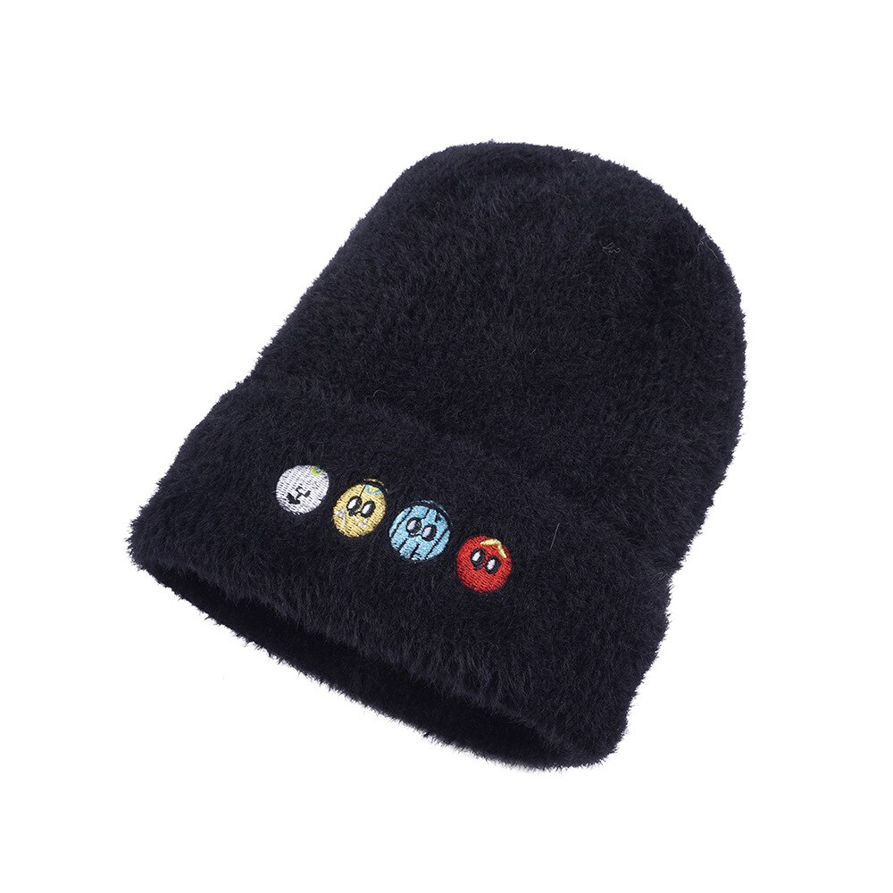 Zimowy nowy wełniany czapka walcowana krawędź spiczasta czapka robiona na drutach norek sierść królika zagęszczona ciepła wełna czapka