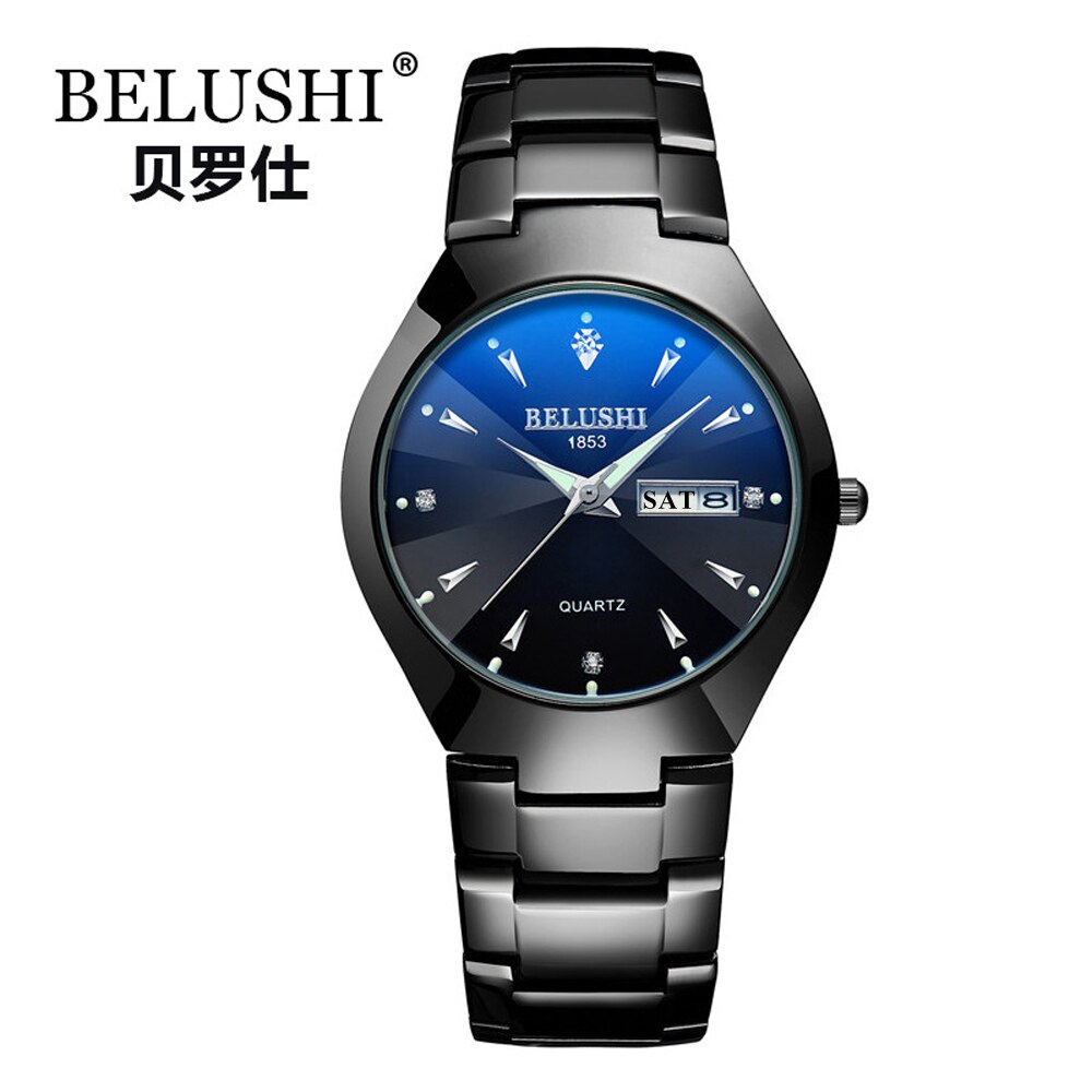 Paar Uhren oben Wolfram Stahl Schwarz Armbanduhr für Männer und Frauen Armbinde Weiblichen Uhr Reloj hombre Liebhaber saat