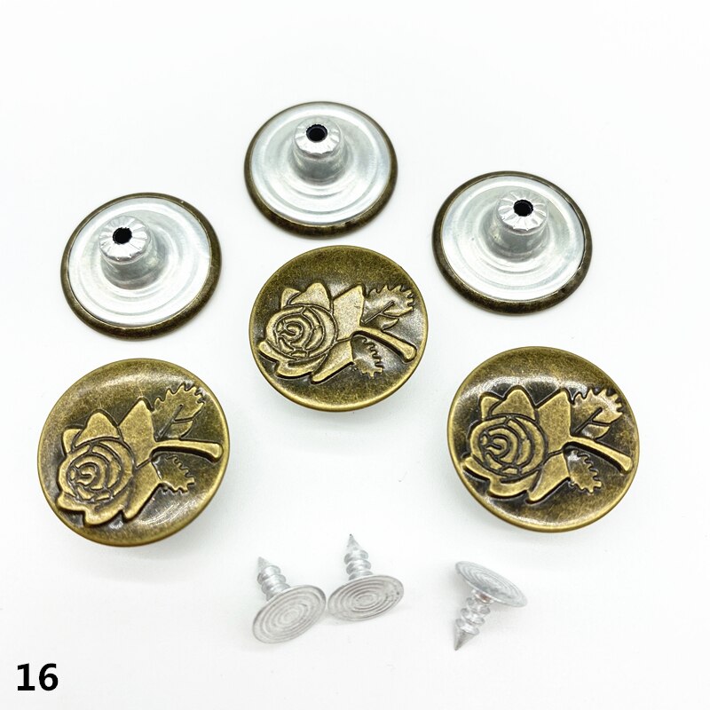 20 piezas 20mm bronce de botón de Metal para pantalones Shank botón para prendas de vestir pantalones ropa de costura Accseeories hecho a mano # Ro: 16