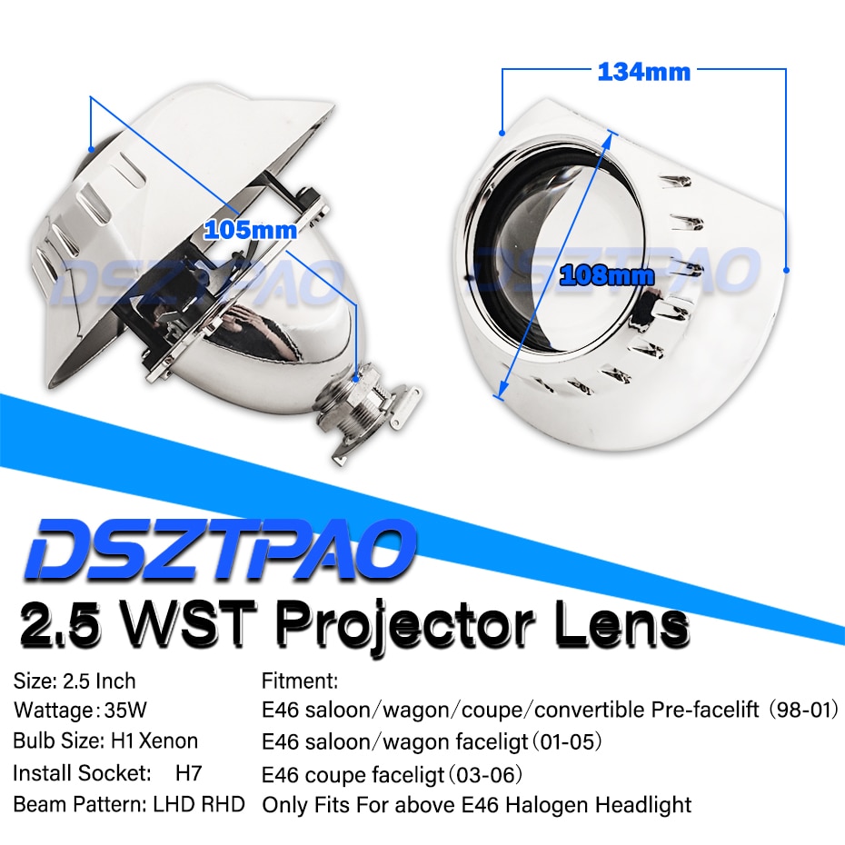 Headlight Lenses H7 Bi-xenon Projector Lens For BMW ZKW/AL E46 M3 Coupe/Convertible/Sedan/Wagon Halogen Headlamp H1 HID Tuning