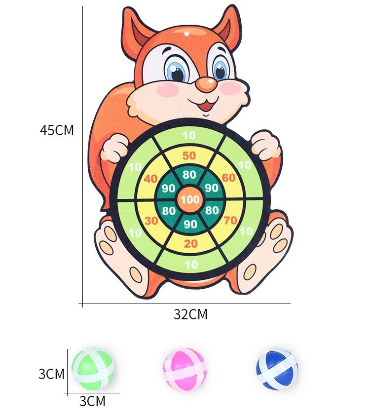 Cartone animato a doppia faccia DartBoard lanciare palline appiccicose Sport al coperto giocattolo famiglia gioco interattivo dardo regalo di natale per bambini: squirrel