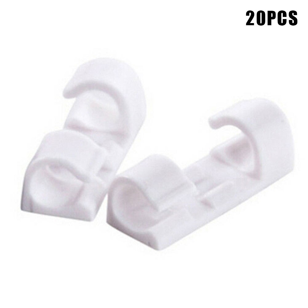 20Pcs Wire Storage Clips Buckle Securing Cable Clamp Data Line Finishing Organizer 1x1x3cm for home wire, networks cable WWO66: White
