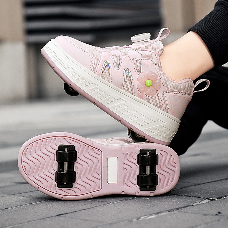 Patins à roulettes et baskets 2 en 1, roues rétractables unisexes, chaussures d'extérieur amusantes et de Fitness, de: Beige / 4