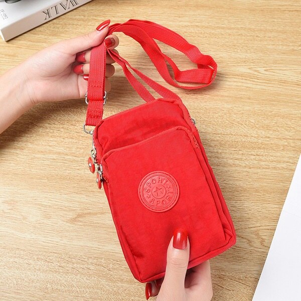 Lady Purses Zipper Coin Purse Women Canvas Fabric Wallets Clutch Woman Wallet Cards ID Holder Moneybag Pocket Bag: Red