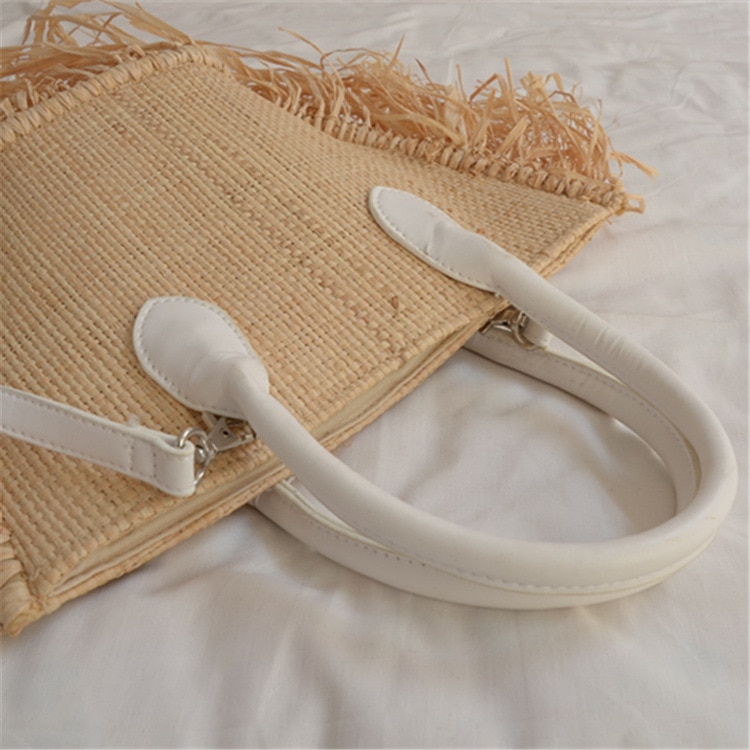 Merk kwast geweven raffia stro strandtas geweven schoudertas raffia cirkel rotan tassen bohemian zomer vakantie casual tas