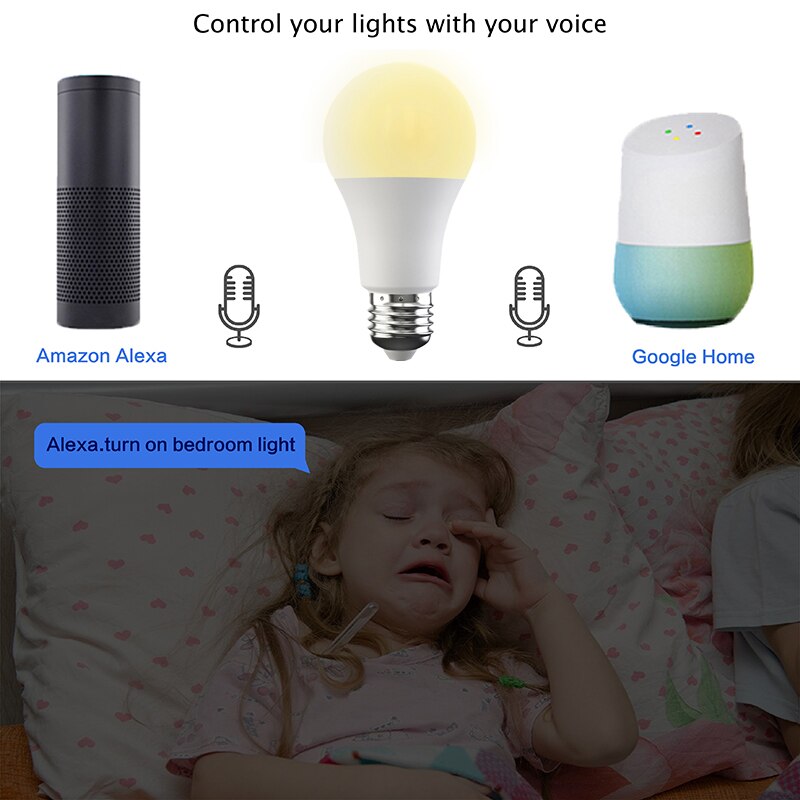 WiFi Light Bulb B22/E27 LED Smart Light Bulb Color Changing Lamp Siri Voice Control Google Assistant Equivalent AC 110V 220V