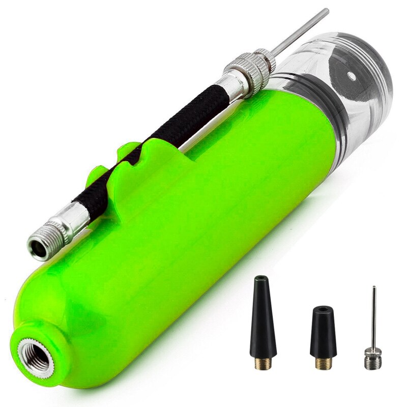 Football Soccer Ball Pump Portable Manual Air Pump Inflator Hose Holder Hand Needles Small Nozzle Basketball: Green