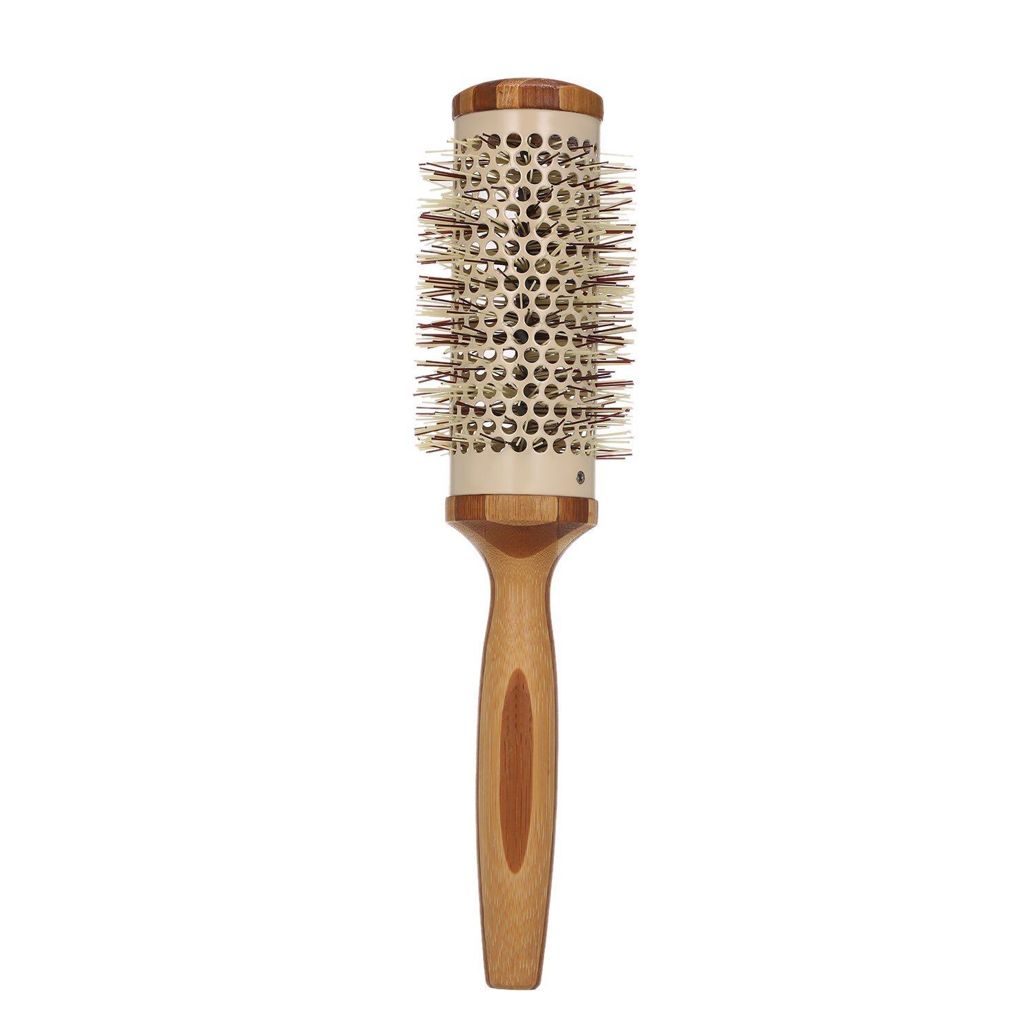 Cepillo de madera Natural con cerdas de nailon, secador de pelo redondo, estilismo: Rojo