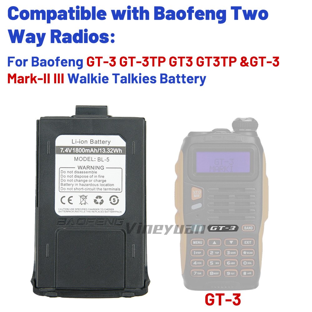 Original Batterie 1800mAh 7,4 V Li-Ion Batterie Für Baofeng GT-3 GT-3TP GT3 GT3TP &Ampere; GT-3 markieren-II markieren-III zwei Weg Radio
