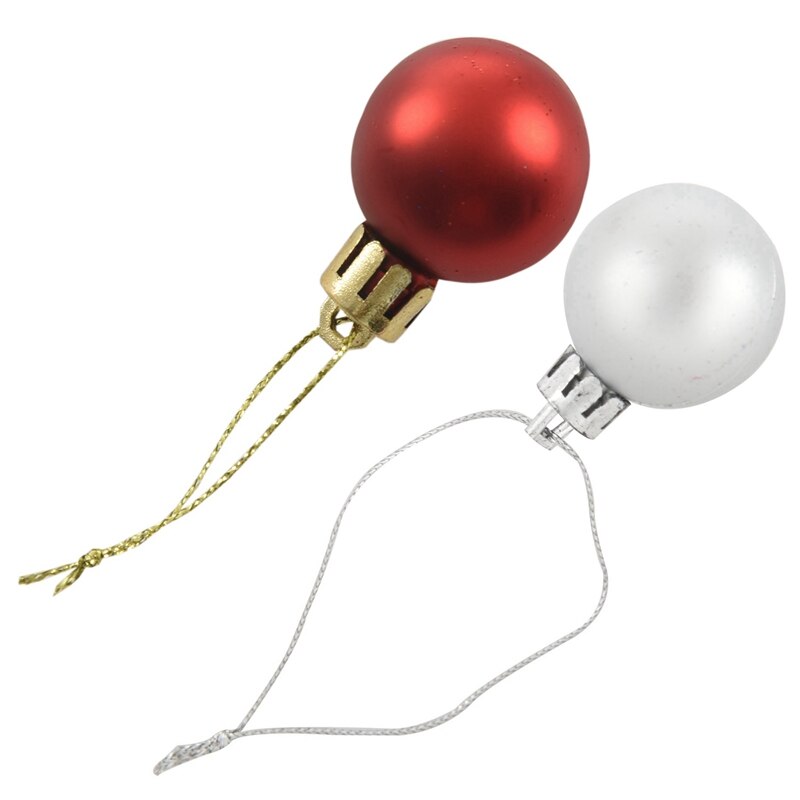48Pcs Chic Kerstballen Boom Plain Glitter Xmas Ornament Bal Decoratie, 24Pcs Silver & 24Pcs Rood