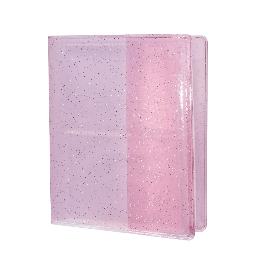 64 Pockets Large Capacity Mini PVC Photo Album Cards Holder Binders Albums With Bling Clear Cover Collection Card Booklet: pink
