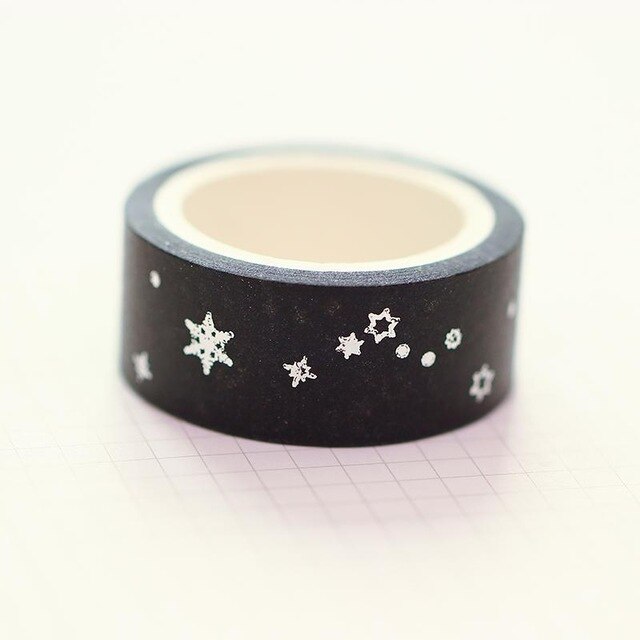1 pc /  kpl mustia kuutähtiä washi-paperi maalarinteippejä 1.5cm x 5m tee itse scrapbooking sydäntarroja kääretarra: G