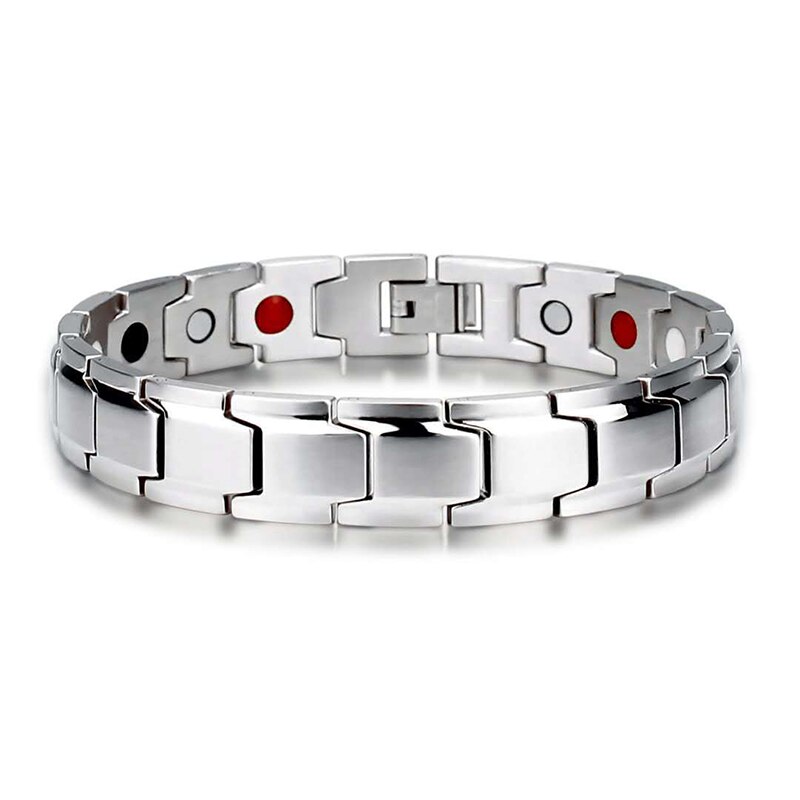 Gezondheidszorg Gewichtsverlies Magnetische Therapie Elemental Armband Artritis Pijn Gezondheid Energie Bio Magnetische Mannelijke Sieraden Cadeau: Silver A