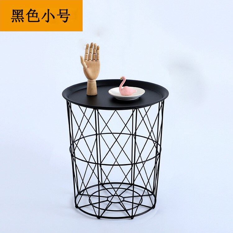 Nordic modern gold Iron wire metal storage basket side table black: Black Small