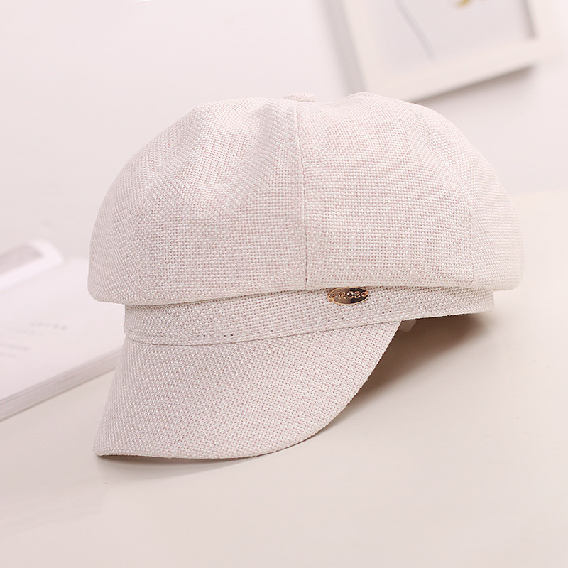 style eight-angle-cap women's England style retro-style retro-red hat red hat Korean-style duck's cap: White
