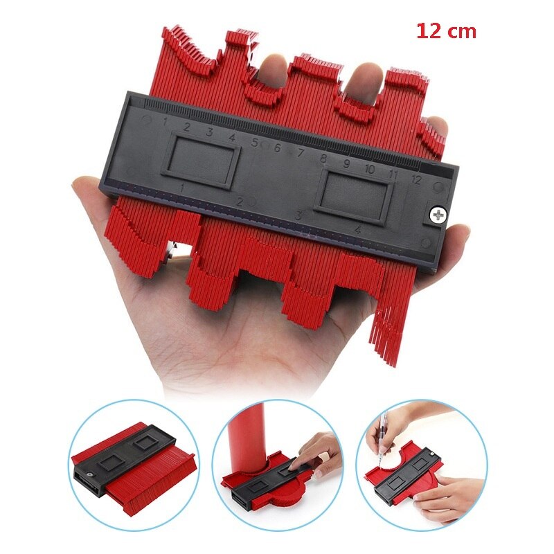 12/14/25cm plast kontur profil måler meter duplikat merking måle måleverktøy laminat tre fliser radian linjal verktøy: 5 tommer rød
