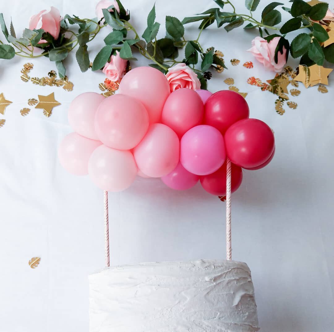 5Inch DIY Cake Balloons Cake Topper Cloud Shape Confetti Balloon Cake Topper balons for Birthday Baby Shower Wedding Decor