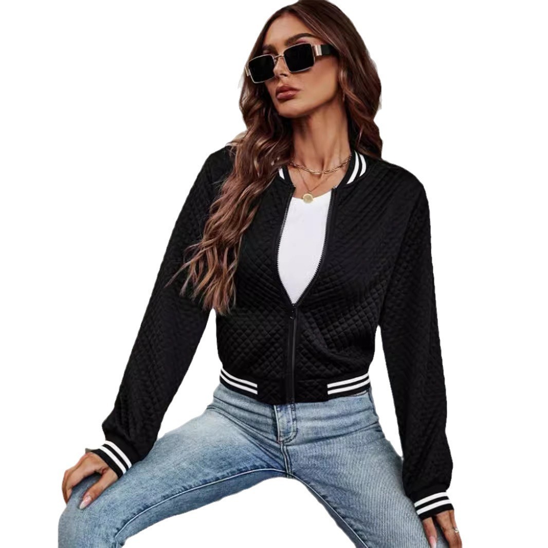 2024 Autunno transfrontaliero Europa e America eBay Commercio estero Abbigliamento donna Giacca da baseball con cerniera di nuova moda per Wo