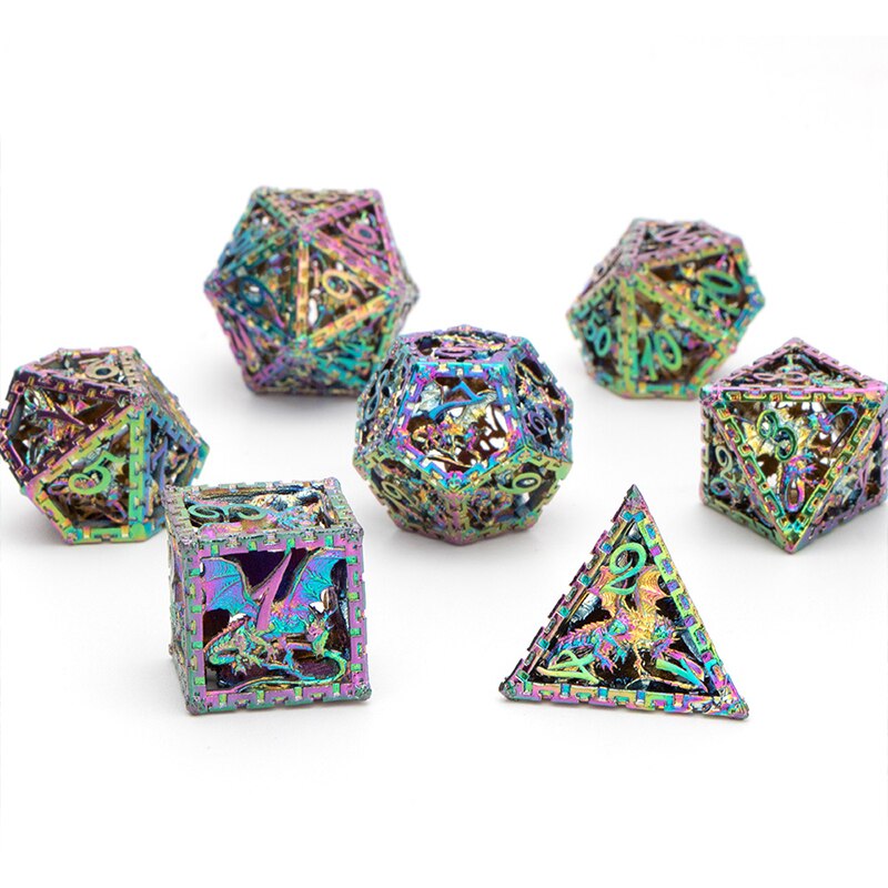 Hohl Metall Dnd Würfel einstellen Kerker Und Drachen D &Ampere; d D + D Würfel D20 D12 D10 D % d8 D6 D4 RPG Kupfer Polyeder Rolle Spielen Würfel