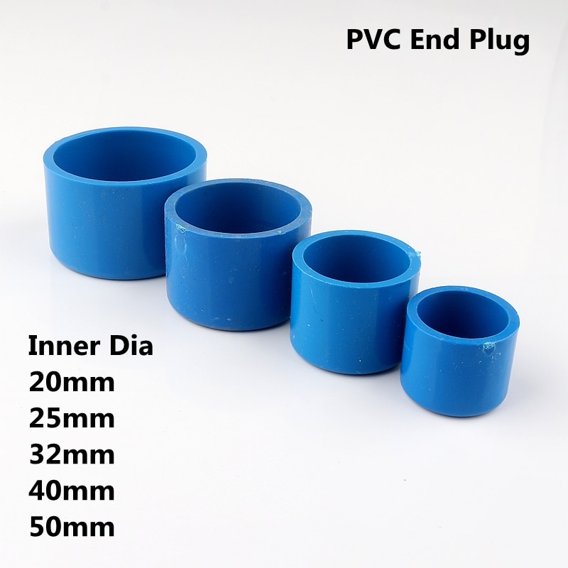 5~100pcs Size 20~50mm PVC Water Supply Pipe End Plug Connector Plastic End Cap Fittings Irrigation System Watering Blue Parts