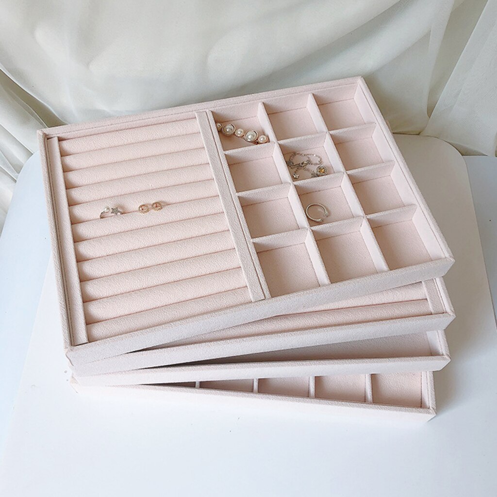 Portable Jewelry Ring Display Organizer Case Tray Holder Necklace Earrings Bangle Storage Box Showcase Jewelry Stand Holder
