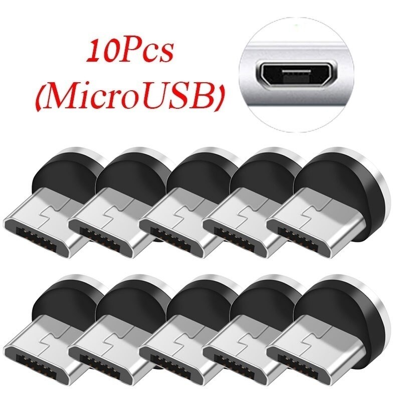 1/3/10Pcs Ronde Magnetische Kabel Plug Type C Micro Usb C 8 Pin Stekkers Snelle Opladen adapter Telefoon Microusb Type-C Magneet Plug: 10Pcs Micro Plug