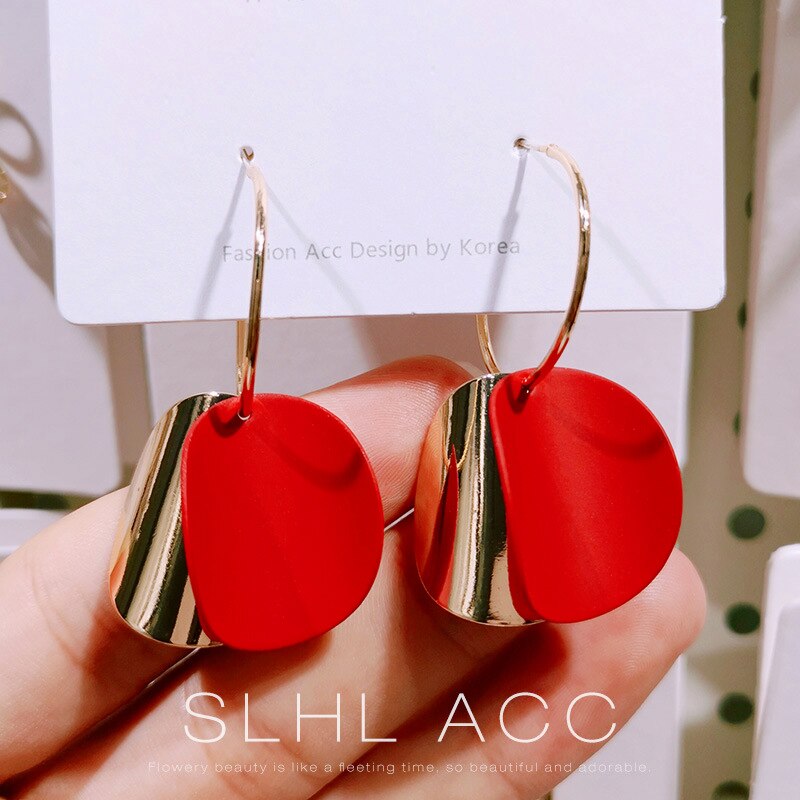 women's Summer earrings female earring for women jewelry red earings jewelry korean cherry long tide earrings: red-ES1417