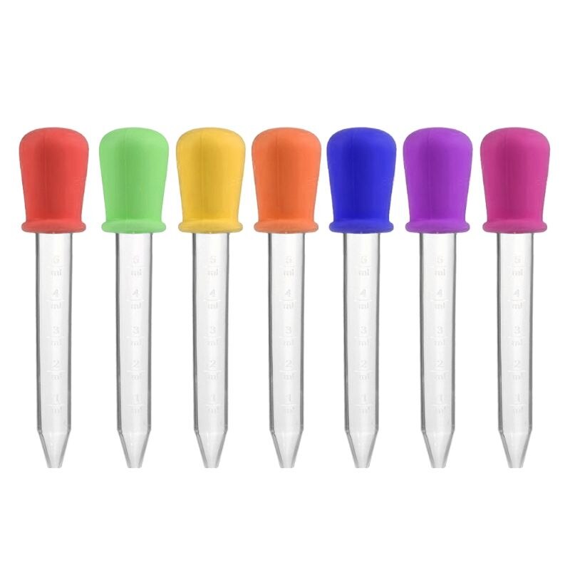 1/2/5/6/7Stck 5ML Baby Kleine Tropfer Medizin Zubringer Art Medizin Gerät silikon Pipette Flüssigkeit Lebensmittel Tropfer Kleinkind Utensilien: 7Stck zufällig